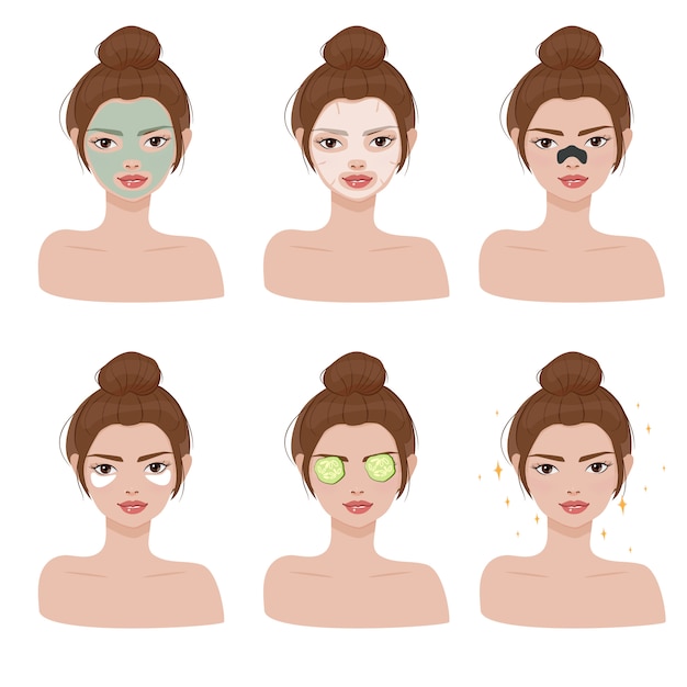 beautiful woman spa face collection