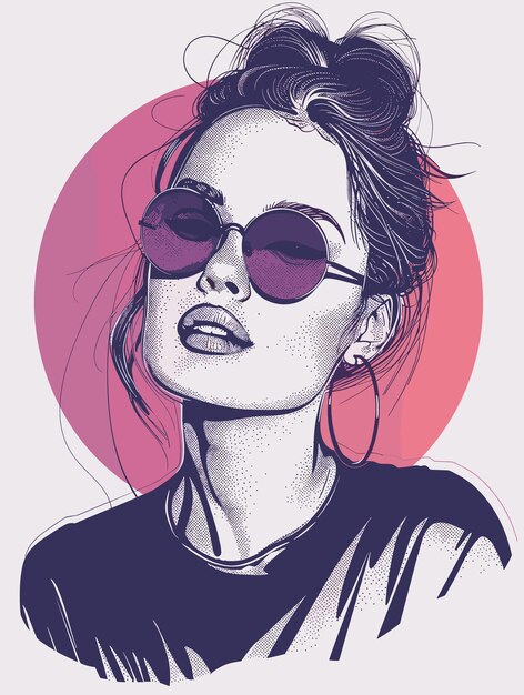 Beautiful woman in sunglasses abstract vector in grunge style for your design Fashion illustration