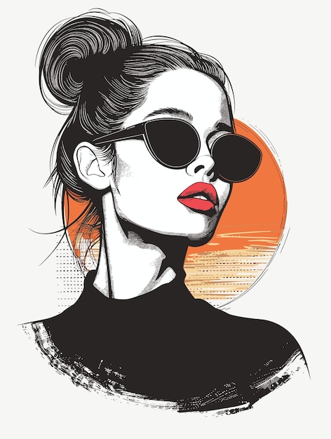 Vector beautiful woman in sunglasses fashion girl vector illustration for printing on a tshirt