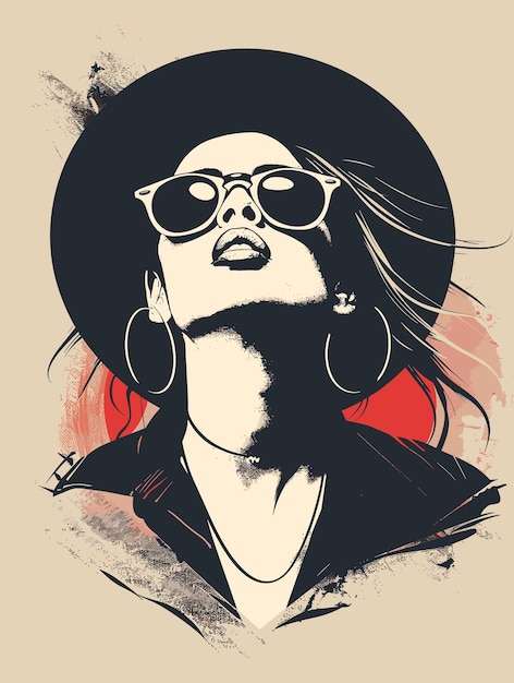 Vector beautiful woman in sunglasses fashion girl vector illustration for printing on a tshirt