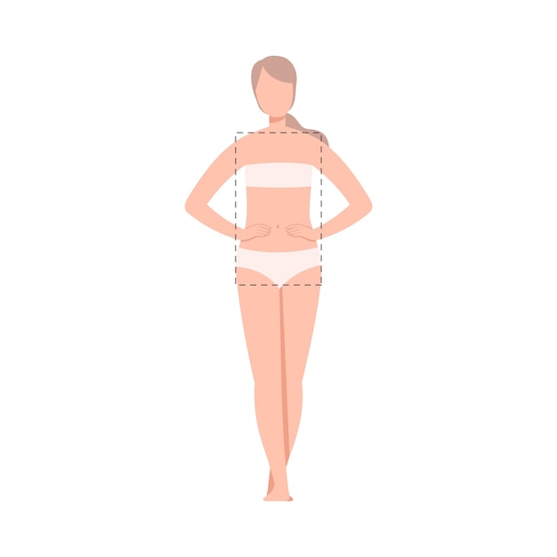 Beautiful woman in underwear female rectangle body shape flat style vector illustration