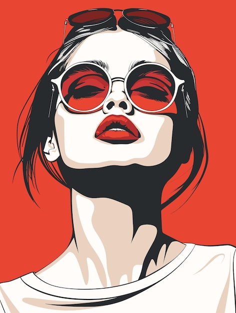 Beautiful woman Vector illustration in grunge style