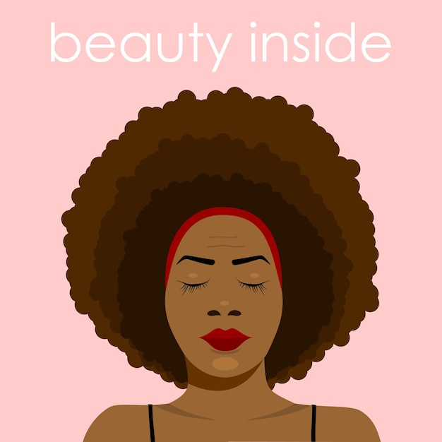 Beautiful woman with afro hairstyle Illustration for beauty salons art decoration business cards and avatars