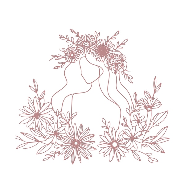 Vector beautiful woman with flowers and leafs decorative icon vector illustration design