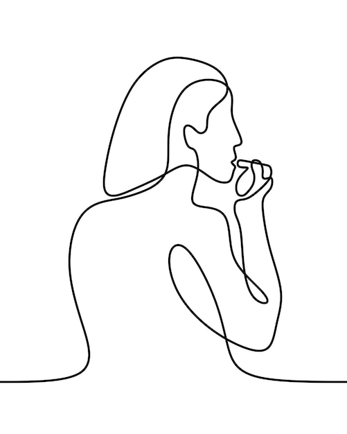 beautiful woman with makeup online continuous single line art