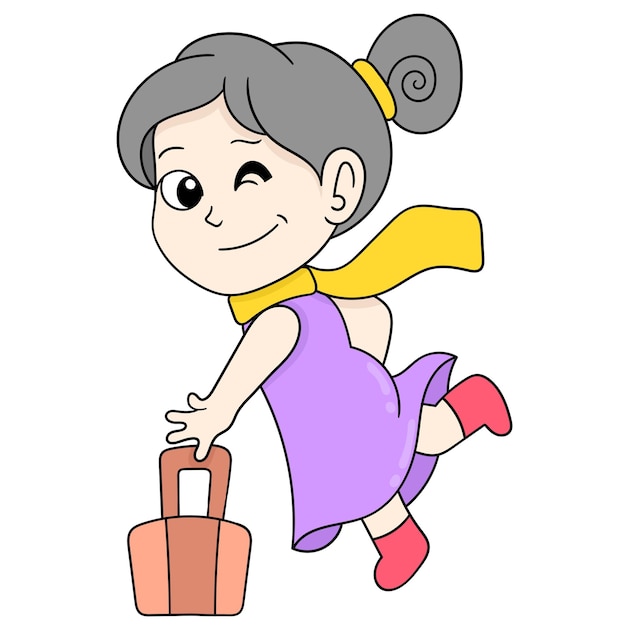 Beautiful women are ready to enjoy the holiday season by traveling, vector illustration art. doodle icon image kawaii.