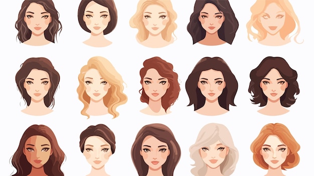 Beautiful Women Illustration Avatar Icons Set