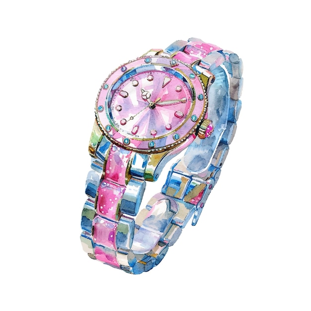 beautiful wristwatch jewelry vector illustration in watercolour style