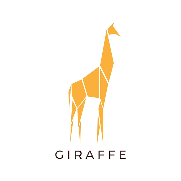 Beautiful Yellow Giraffe Origami Illustration Logo