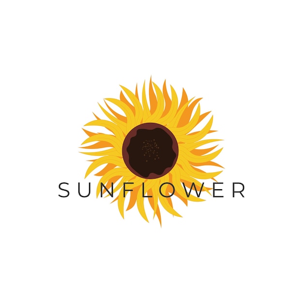 Beautiful Yellow Sunflower Vector Illustration Logo