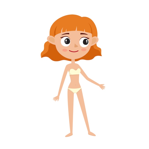 Beautiful young woman in underwear, cartoon vector illustrations on white 