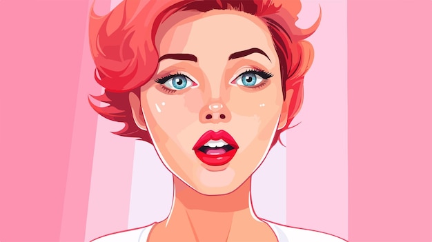 Vector beautiful young woman with fashionable makeup in cosmetology theme