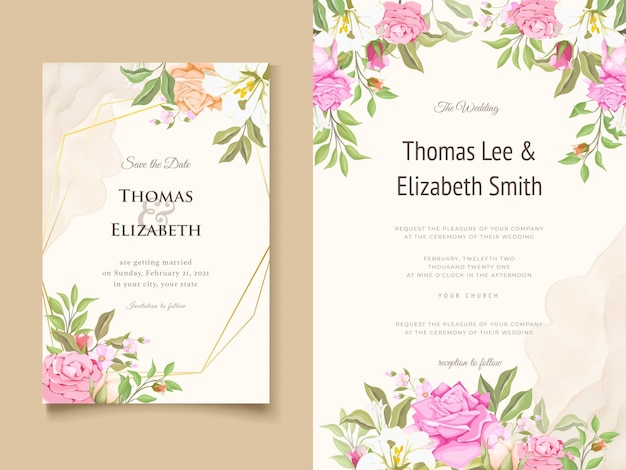 Beautifull Florals Wedding Invitation Card Template Design