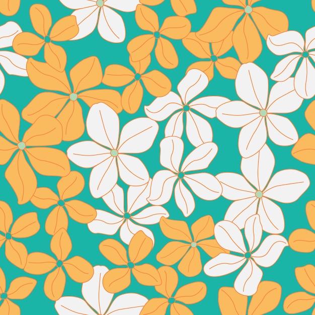 Beautifull tropical flowers and leaves repeat pattern design