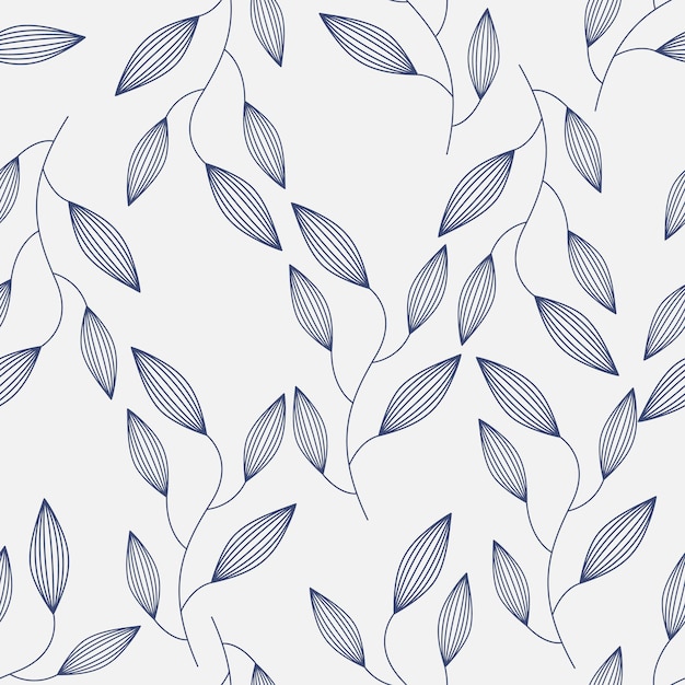 Beautifull tropical flowers and leaves seamless pattern design Vector hand drawn leaves seamless pa