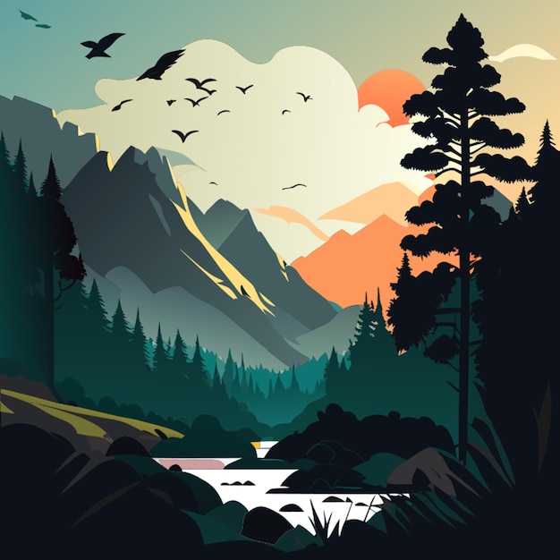 Vector beautifully nature vector illustration