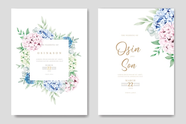 Beautiiful Floral Hydrangea Wedding Invitation Card