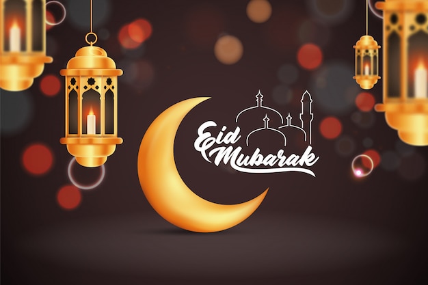 Beautilful Eid-al-fitr Eid-al-adha Eid Mubarak Greetings Illustration Background