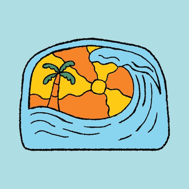 Beauty beach with good eave and sunset graphic illustration vector art tshirt design