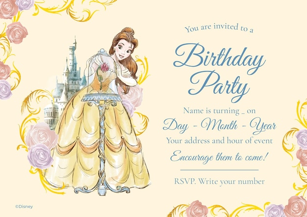 Beauty and the Beast Birthday Invitation