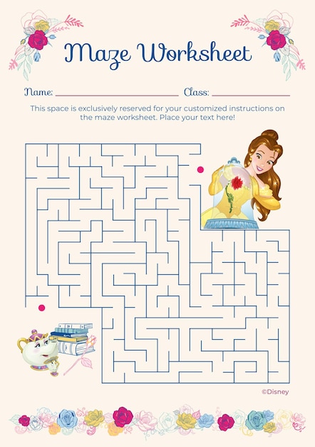 Beauty and the Beast Maze Worksheet