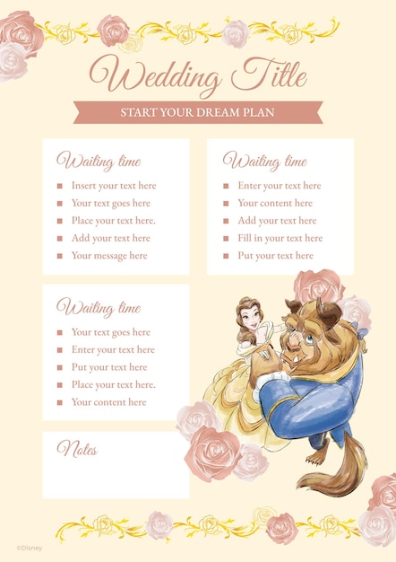 Vector beauty and the beast wedding planner