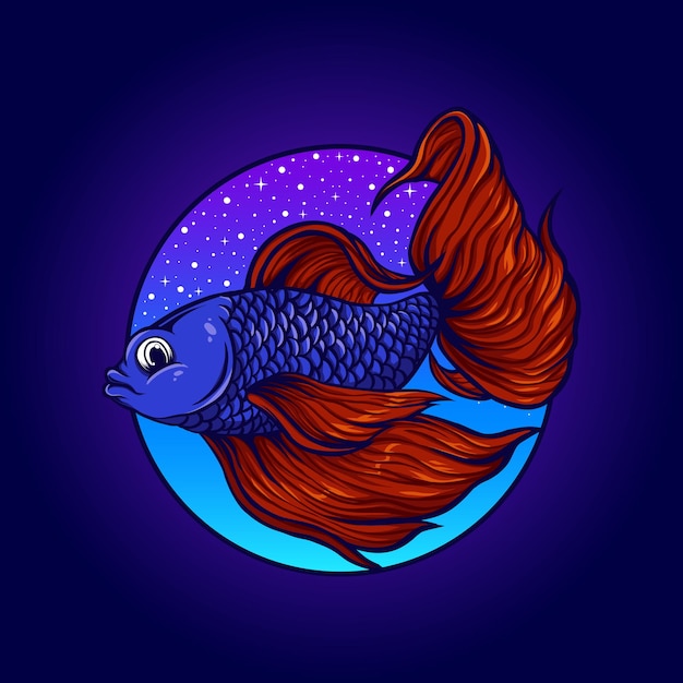 Beauty betta fish illustration