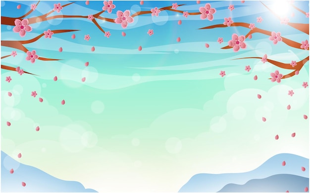 Beauty of Bloomy Cherry Blossom with Sky Background