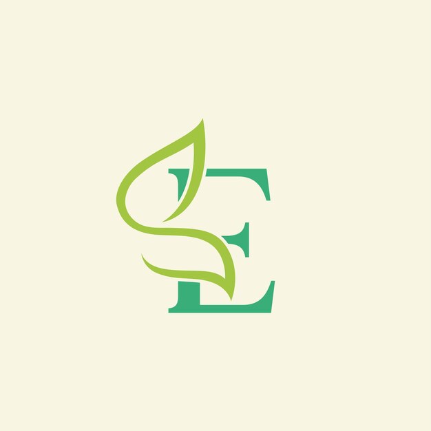 beauty butterfly green natural logo design letter E