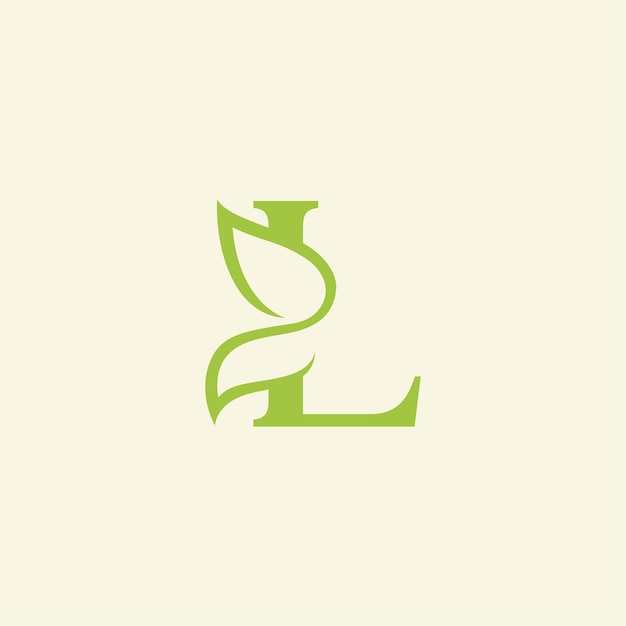 beauty butterfly green natural logo design letter L