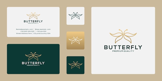 Beauty butterfly logo design with golden color