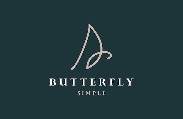 Beauty Butterfly Logo. Gold Butterfly Circle with simple minimalist line art icon