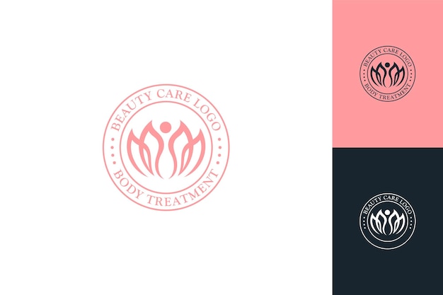 Beauty care body treatment healthy clinic yoga sport salon and spa logo vector emblem badge stamp