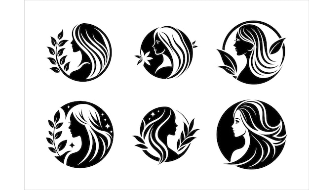 Vector beauty care logo design silhouette vector art illustration