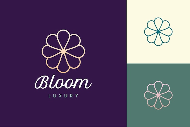 Beauty care logo template in luxury flower shape