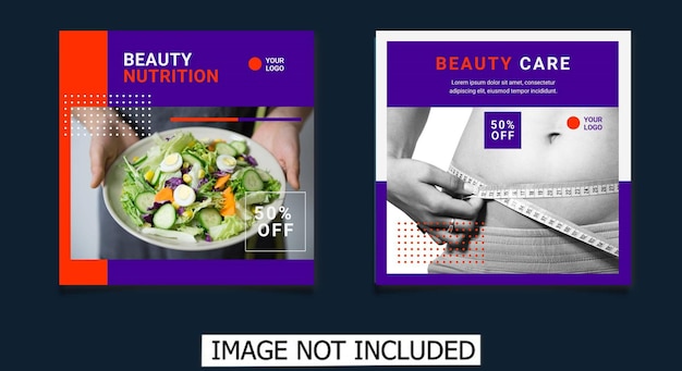 Beauty and Diet Social media post Banner Square Flyer Template Design