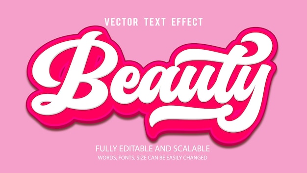 Beauty Editable Text Effect Vector Template With Cute Background 3d Style