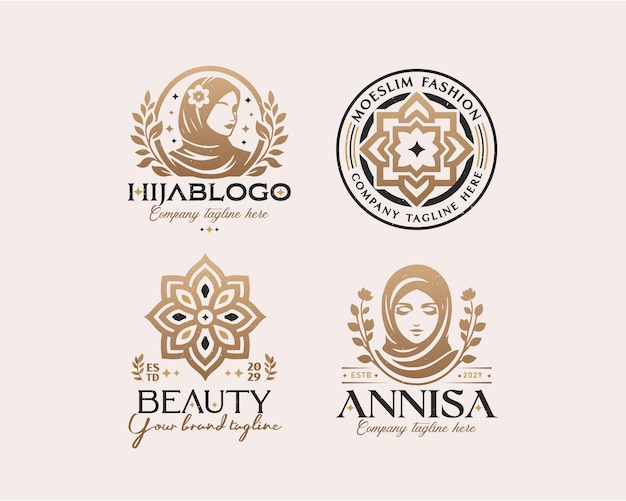 Beauty elegant hijab arabic woman logo design for business company