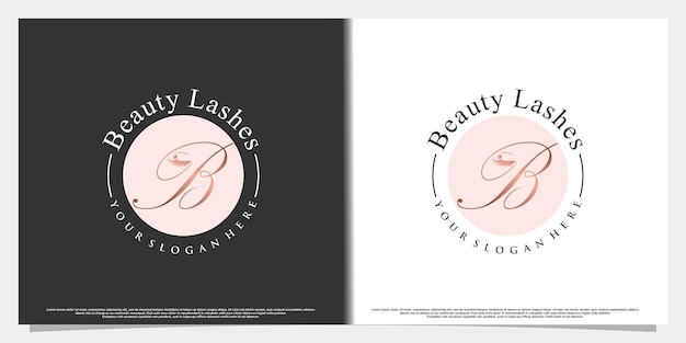 Beauty eyelash extension logo design with creative element Premium Vector