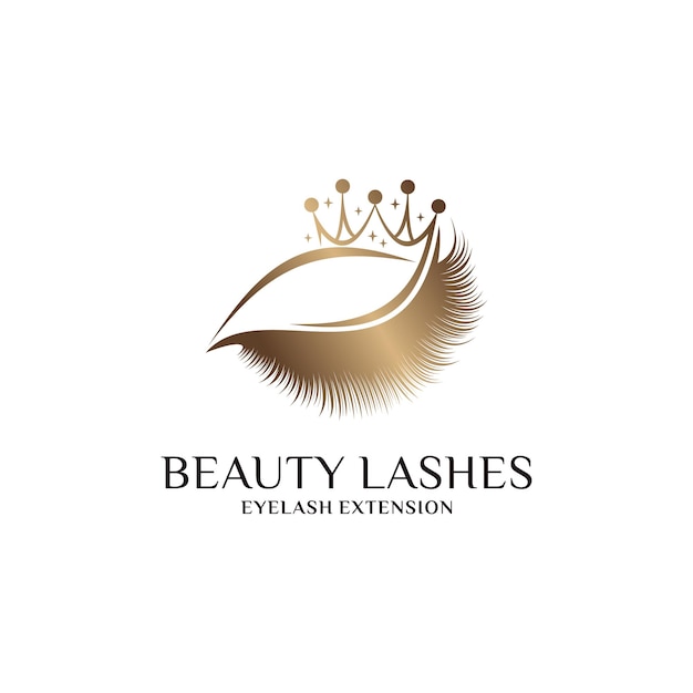 Beauty eyelash logo design for women fashion with creative crown concept