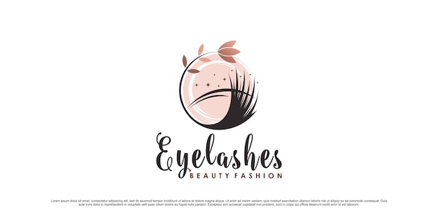 Beauty eyelashes logo design template with leaf element and creative modern concept