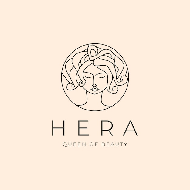 Beauty face line art logo vector symbol illustration design woman face minimal logo design