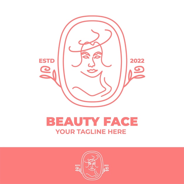 Beauty face line art logo vector