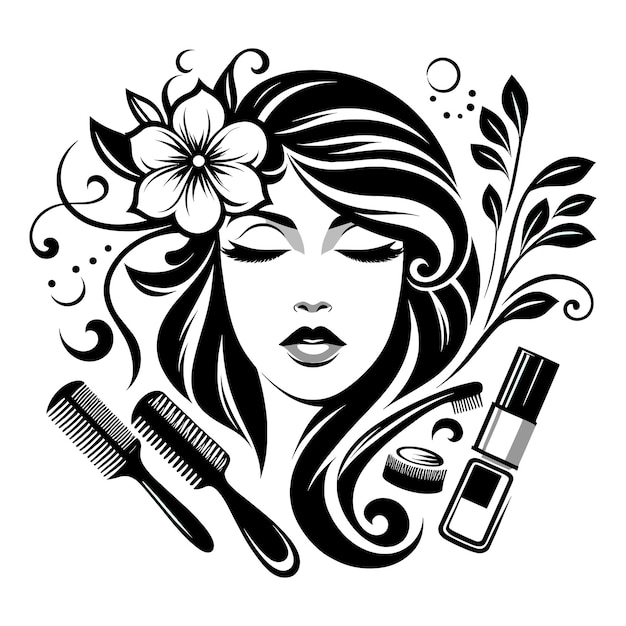 Vector beauty face vector illustration vector logo design for beauty salon or hair salon or cosmetic design