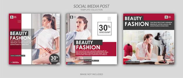 Beauty fashion banner template set