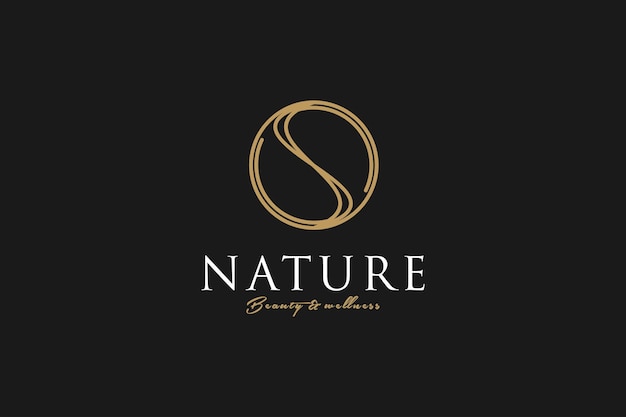 Beauty fashion logo design initial letter S gold luxury icon symbol abstract rounded shape