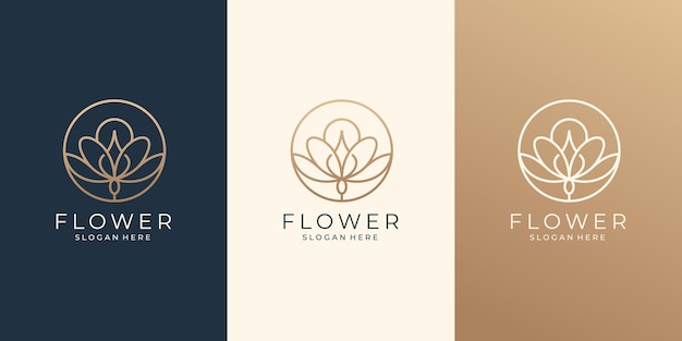 Beauty flower line art logo design for salon and spa