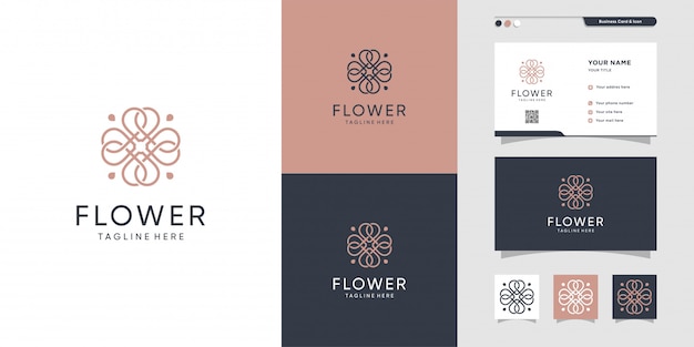 Beauty flower logo and business card design. Beauty, fashion, salon, business card, Premium 