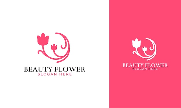 Beauty flower logo with minimal style