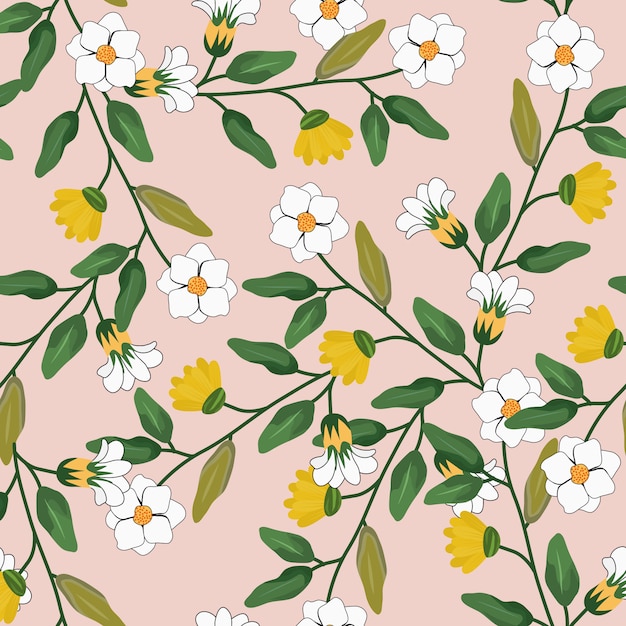 Beauty flower seamless pattern for background and decor